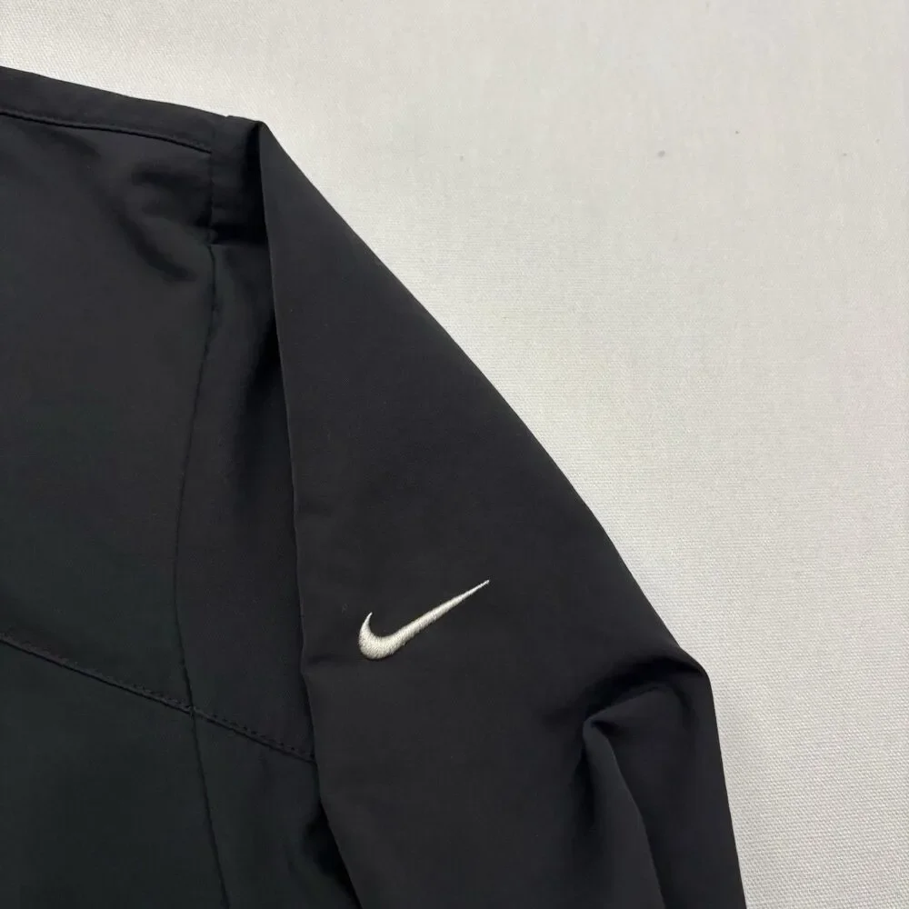 Nike Golf Jacket Mens XL Black V Neck Pullover Windbreaker Zipper Pockets Y2K